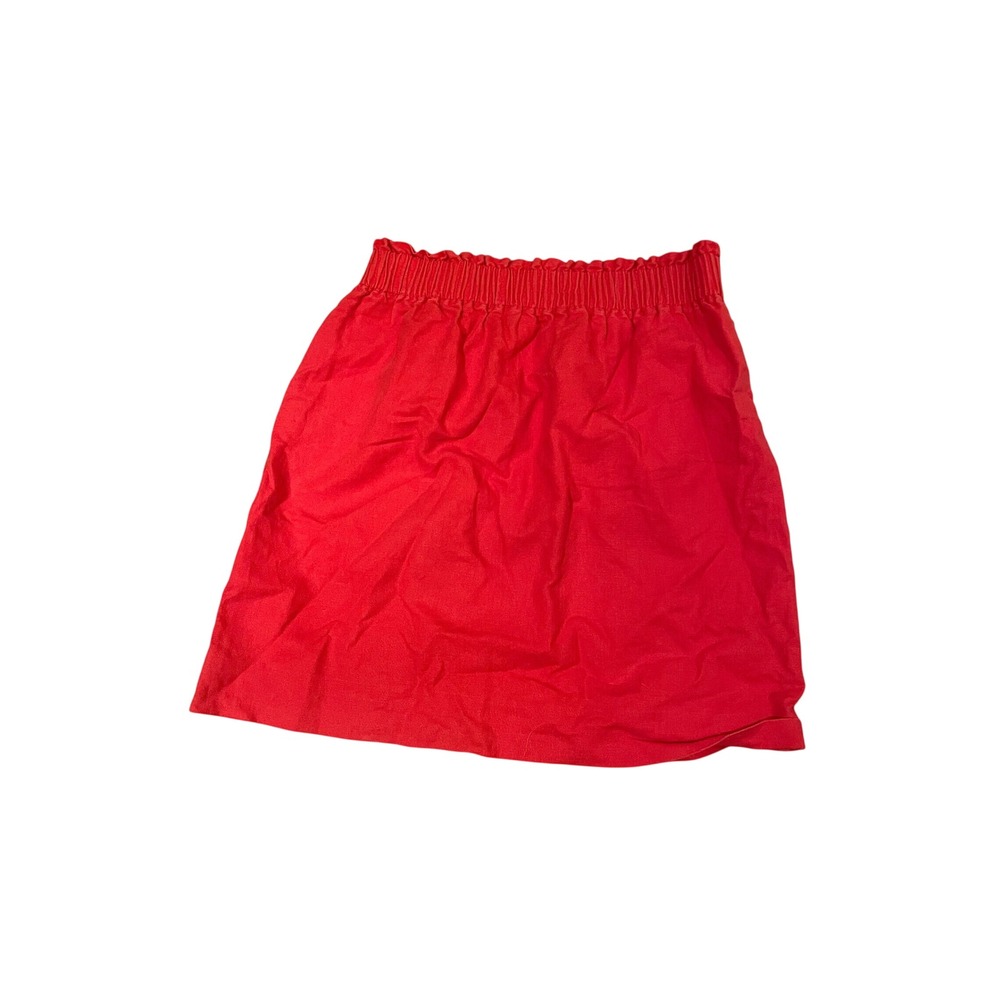 J.Crew Womens Red Elastic Waist Paperbag Mini Skirt Size 0 Classic Casual